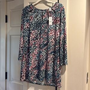 WHBM outlet animal print tunic red/blue/white XL